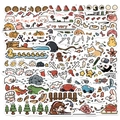 50 süße wasserfeste Cartoon Aufkleber für Scrapbooking mit Tier und Feiertags Motiven - Cartoon-Aufkleber-Set (50 Blatt)