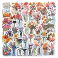 Set of 50 waterproof cartoon flower in bottle stickers for laptop and luggage decor - Flower in Bottle Series
