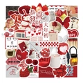 Set di 50 adesivi festivi rossi di Capodanno per scrapbooking e cover di telefoni - Tema di Capodanno Rosso