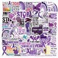 50pcs Domestic Violence Awareness stickers with purple ribbons and butterfly designs - Domestic Violence Awareness Theme (UU122)