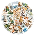 Pack of 50 watercolor animal stickers for kids featuring cute cartoon wildlife designs - Watercolor Animal