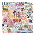 50pcs waterproof reading stickers set for book lovers DIY laptops and luggage decor - Book Reading Theme