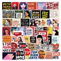 50pcs Stop Asian Hate stickers with waterproof vinyl finish for laptops and luggage - 50 Pieces Non-repeating