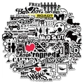 50 stuks waterdichte cartoon JDM-stickers voor auto, motor, skateboard en kofferdecoratie - 50 Vel Zwart-Wit Tekst Set