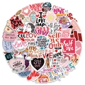 Set di 50 adesivi motivazionali Self Love Club per laptop e borracce in rosa e rosso - Collezione Self Love Club