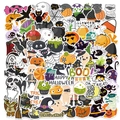Lot de 100 autocollants de dessin animé d'Halloween avec citrouilles et fantômes de déco - Style de dessin animé Halloween