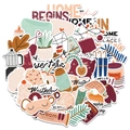 Autocollants d'automne esthétiques pour bagages et carnets aux tons chauds morandi - Style Graffiti Artistique d'Automne