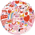 Détail du lot de 50 autocollants de la Saint-Valentin pour déco de chambre et bagages étanches - WES028 Autocollants Saint-Valentin Style 2 (50pcs)