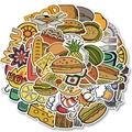 Pack de 50 pegatinas de comida de dibujos animados con hamburguesas y pizza para decorar DIY - Serie de Alimentos (WES026)
