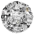 Lot de 64 stickers vintage noirs et blancs pour décorer bagages et ordinateurs - Autocollants Rétro Noir et Blanc