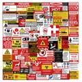 75 waterproof PVC safety warning stickers for suitcases and laptops with high contrast icons - Warning Safety Signs Collection