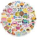 Lot de 50 stickers d'anniversaire créatifs avec gâteaux ballons et décoration - Série de Célébration d'Anniversaire