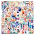 100 adesivi carini con tazze di bevande cartoon per laptop e cover per cellulare - 100 Pezzi/Confezione