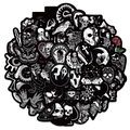 50-piece gothic black border graffiti stickers featuring skull, crow, and ghostface motifs - 50 Gothic Style Sheets