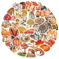 Lot de 50 autocollants forêt d'automne avec animaux à l'aquarelle et motifs de feuilles - Forêt d'Automne