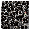 80 pezzi di graziosi adesivi a forma di gatto nero disegnati a mano per cover e cartoleria - 80 Fogli/Confezione