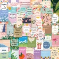 Set di 52 note impermeabili per il pranzo dei bambini con carte motivazionali fiorite - Set di 52 Adesivi Motivazionali in Inglese