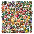 Set di adesivi pixel art carini di frutta e verdura per decorare laptop e bagagli - Set Frutta Verdura Pixel Antropomorfo