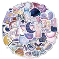 50 stickers magiques lune et sorcière violets pour décoration de valise DIY - Lune Magique Violette Style 2