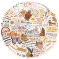 Close-up of boho religious stickers with faith slogans and warm earthy tones in matte finish - Boho Style (TT068)