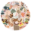 Flat lay of earth-toned BOHO stickers with floral patterns and rainbows on white background - Boho Style (PMS080)
