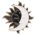 Creative black and white sun and moon celestial enamel lapel pin with gold trim - Black and White Humanoid Sun Moon (xz8186)
