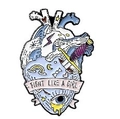 Broche cœur en émail avec arc-en-ciel lune et slogan Fight Like A Girl - Style Coeur Fight Like A Girl (xz2949)