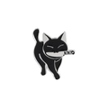 Creative black cat enamel pin with a knife in its mouth for bags and accessories - Walking Black Cat with Knife (xz3176)