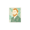 Artistic Van Gogh portrait enamel brooch with mint green starry sky and golden metal trim - Van Gogh Self-Portrait Style (xz3154)