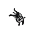 Creative black cat enamel pin featuring a melting cat holding a knife in its mouth - Lying Black Cat with Chef Knife (xz3180)