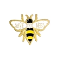 Enamel bee brooch in gold alloy with SAVE THE BEES text and yellow-black stripes - SAVE THE BEES Style (XZ2301)