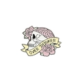 Over Thinker enamel pin featuring a pink skull with roses and brain details - Skull Rose Style (xz3560)