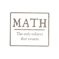 White enamel rectangle math brooch featuring the pun The only subject that counts - Math Only Subject (xz4346)