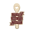 Enamel spoon pin with maroon ribbon and Emotional Range of a Teaspoon quote - Gold Spoon Red Ribbon (xz9201)