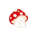 Lot de pin's champignons de dessin animé avec chapeau rouge et points blancs sur fond blanc - Champignon Rouge Souriant (xz3290)