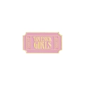 Pink stamp enamel pin with gold Lovesick Girls text and aesthetic rectangular design - Pink Lovesick Girls Style (XZ4113)