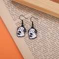 Close-up of music ghost alloy earrings with headphones and vinyl record on an open book - Headphones Record Ghost Style (EH1517)