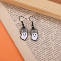Detail of cute ghost drop earrings with vintage speaker headpiece on book background - Radio Head Ghost Style (EH1519)
