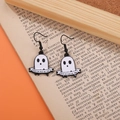 Ghost earrings with 'Don't be sad be rad' banner detail on warm aesthetic background - Rad Slogan Ghost Style (EH1520)