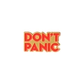 Spilla in smalto rosso a forma di libro dorato con scritte Don't Panic incise - Stile Testo Rosso Oro (XZ4271)