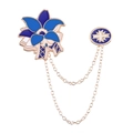 Anime flower alloy brooch with gold chain and blue enamel star badge design - Blue Flower Chain Brooch (XZ7935)