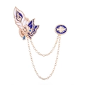 Anime-inspired alloy chain brooch featuring a blue feathered wing and star emblem charm - Wing Shape Chain Brooch (XZ7937)