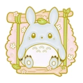 Cartoon anime bunny enamel brooch with cherry blossom petals and gold alloy chain - Cartoon Rabbit Frame Badge (xz7253)