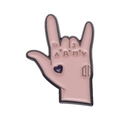 Broche de esmalte rosa gesto de corazón con tatuaje ARMY y borde de metal negro rock - Estilo de Gesto Rosa (xz9008)