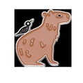 Süße braune Wasserschwein-Emaille-Anstecknadel mit Vogel-Design auf Silbermetall - Hellbraunes Capybara mit schwarzem Vogel-Stil (xz9196)