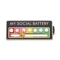 My Social Battery Emaille-Pin mit verschiebbarem Blitz und farbiger Statusleiste - Soziale Batterie Schwarzer Schieber (FLXZ076)