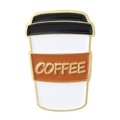 Cartoon enamel coffee cup pin with orange sleeve and white body for backpacks - Coffee Paper Cup Style (xz4394)