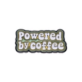 Cartoon enamel pin featuring a wave-shaped coffee cup design with Powered by coffee text - Powered By Coffee Slogan (xz8782)