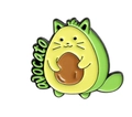 Creative avocado cat enamel pin with Avocato lettering in green and yellow finish - Avocato Text Motif (xz3364)