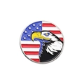 Spilla rotonda bandiera americana con design aquila calva e finitura in smalto - Bald Eagle and Flag (QHXZ998)